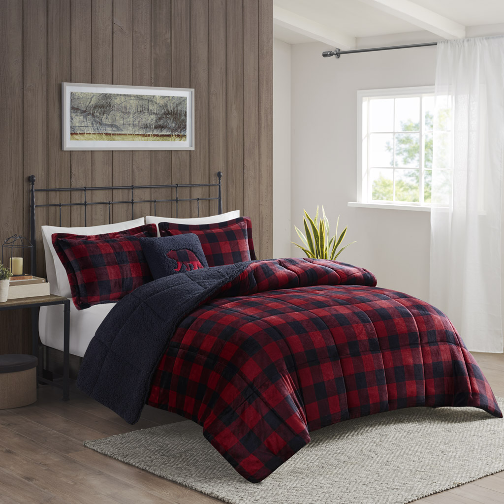 Alton Plush to Sherpa Down Alternative Comforter Set