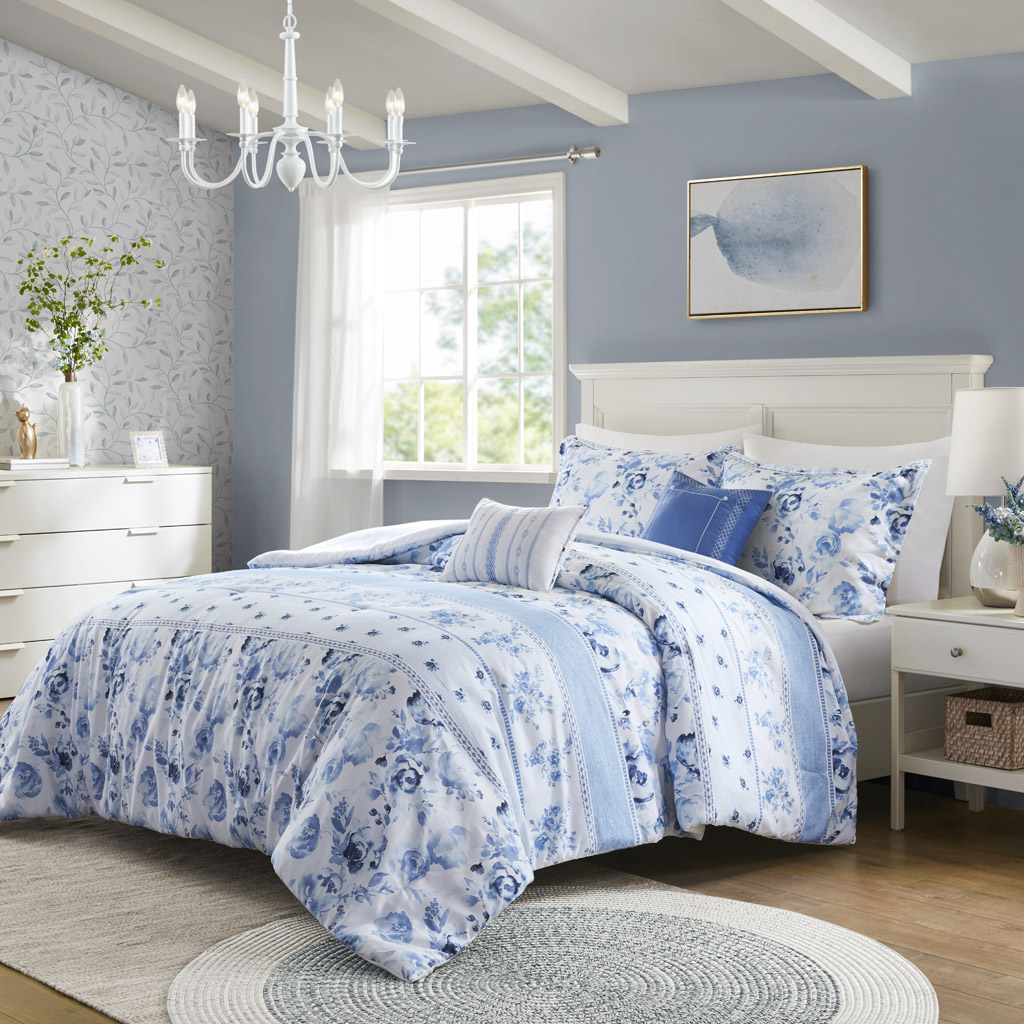 Christa Floral Striped Comforter Set