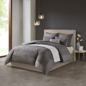 Hanae Cotton Blend Yarn Dyed 3 Piece Comforter Set from N Natori in  Grey. Hanae Cotton Blend Yarn Dyed 3 Piece Comforter Set from N Natori in  Grey. Hanae Cotton Blend Yarn Dyed 3 Piece Comforter Set from N Natori in  Grey. Hanae Cotton Blend Yarn Dyed 3 Piece Comforter Set from N Natori in  Grey. Hanae Cotton Blend Yarn Dyed 3 Piece Comforter Set from N Natori in  Grey.