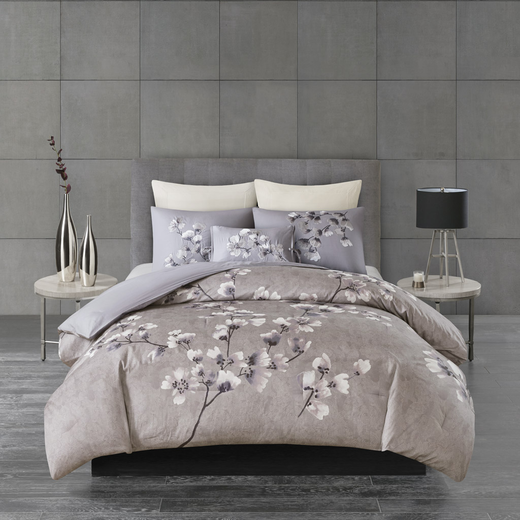 Sakura Blossom 3 Piece Cotton Sateen Printed Comforter Set