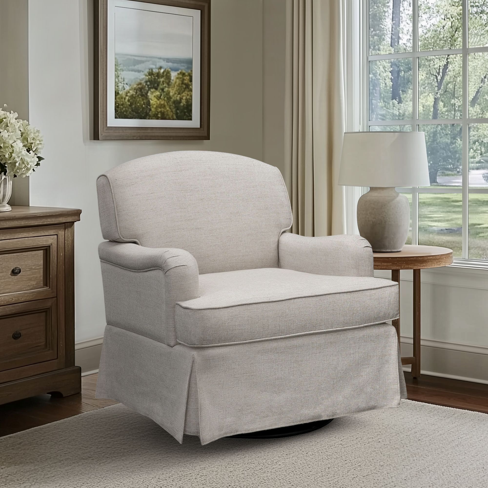 Melody Swivel Glider Skirted ArmChair