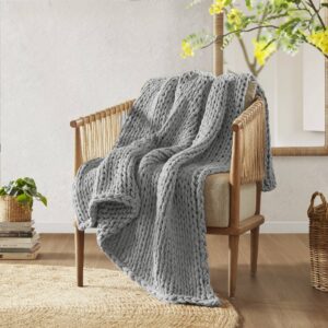 Chunky Double Knit Handmade Throw Blanket from Madison Park in  Grey. Chunky Double Knit Handmade Throw Blanket from Madison Park in  Grey. Chunky Double Knit Handmade Throw Blanket from Madison Park in  Grey. Chunky Double Knit Handmade Throw Blanket from Madison Park in  Grey. Chunky Double Knit Handmade Throw Blanket from Madison Park in  Grey.