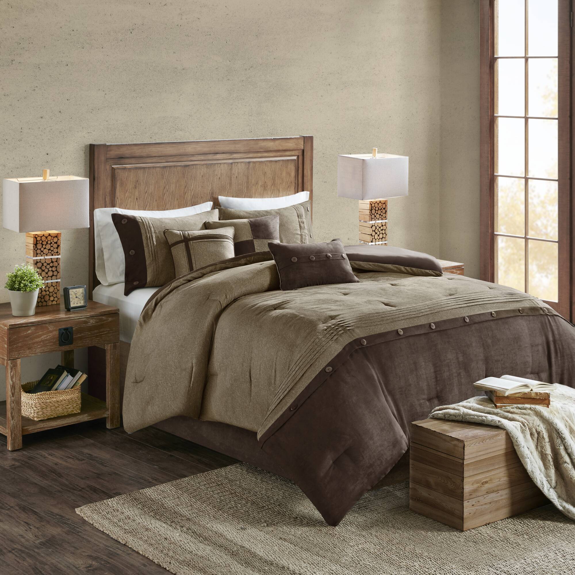Boone 7 Piece Faux Suede Comforter Set
