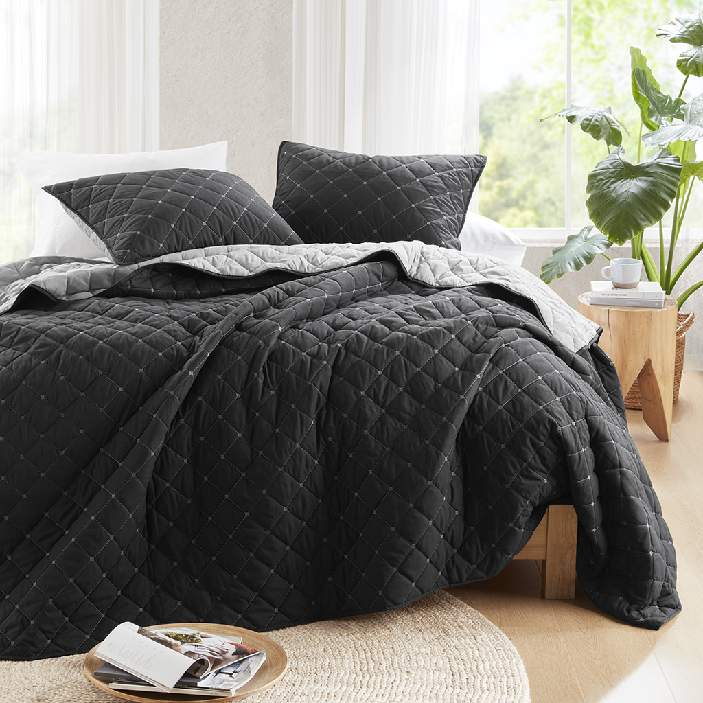 Carolina 7 Piece Stripe Comforter and Quilt Set