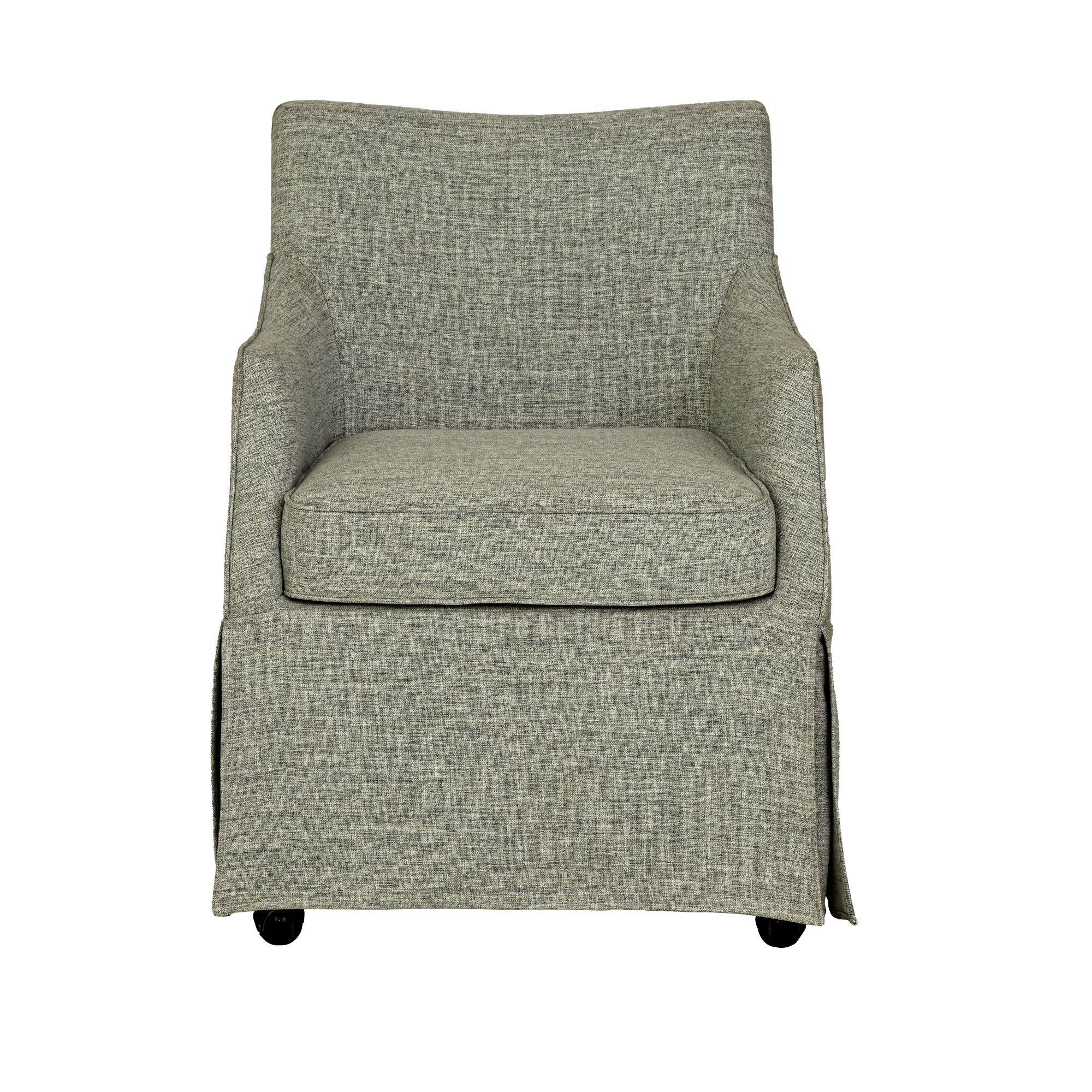 London Upholstered Skirted Dining Arm Chair with Hidden Casters