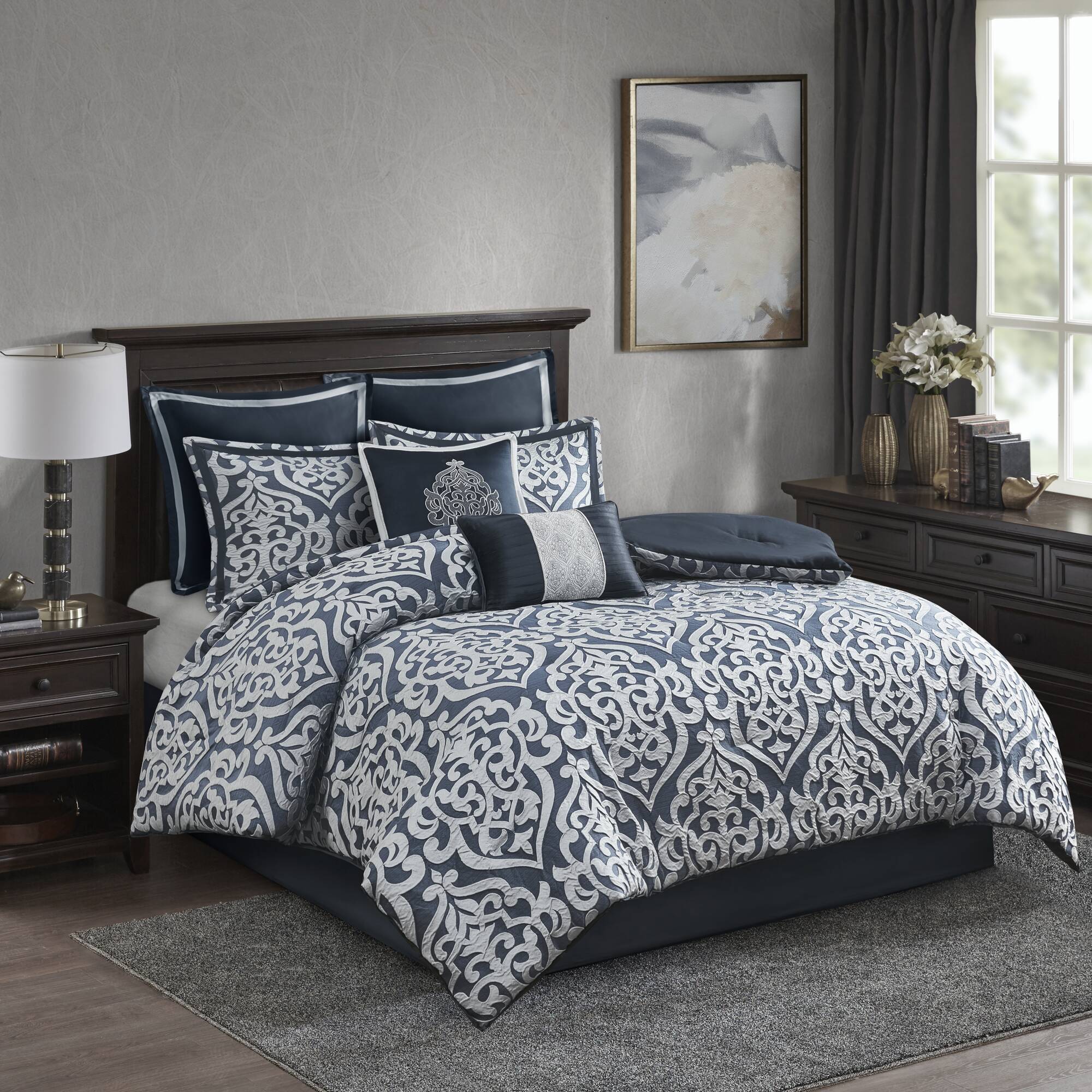Odette 8 Piece Jacquard Comforter Set