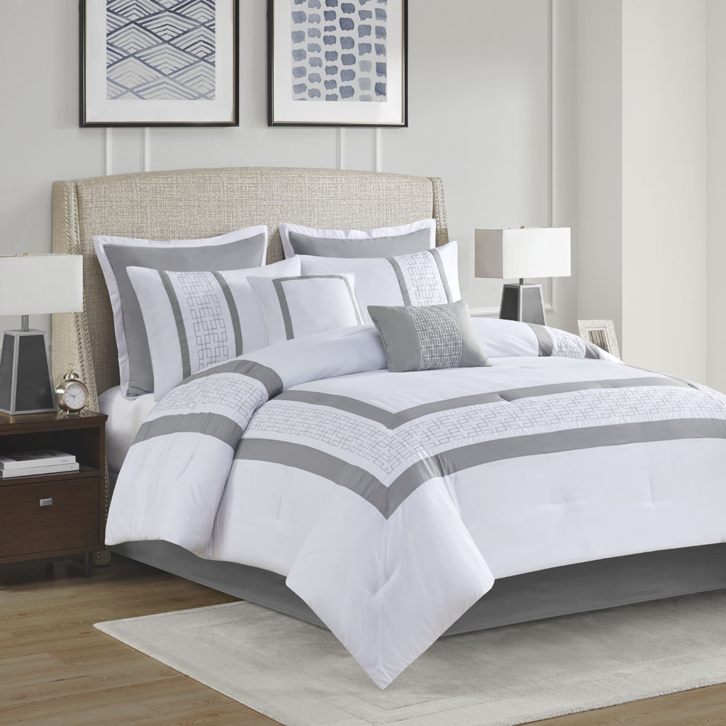 Powell 8 Piece Embroidered Comforter Set