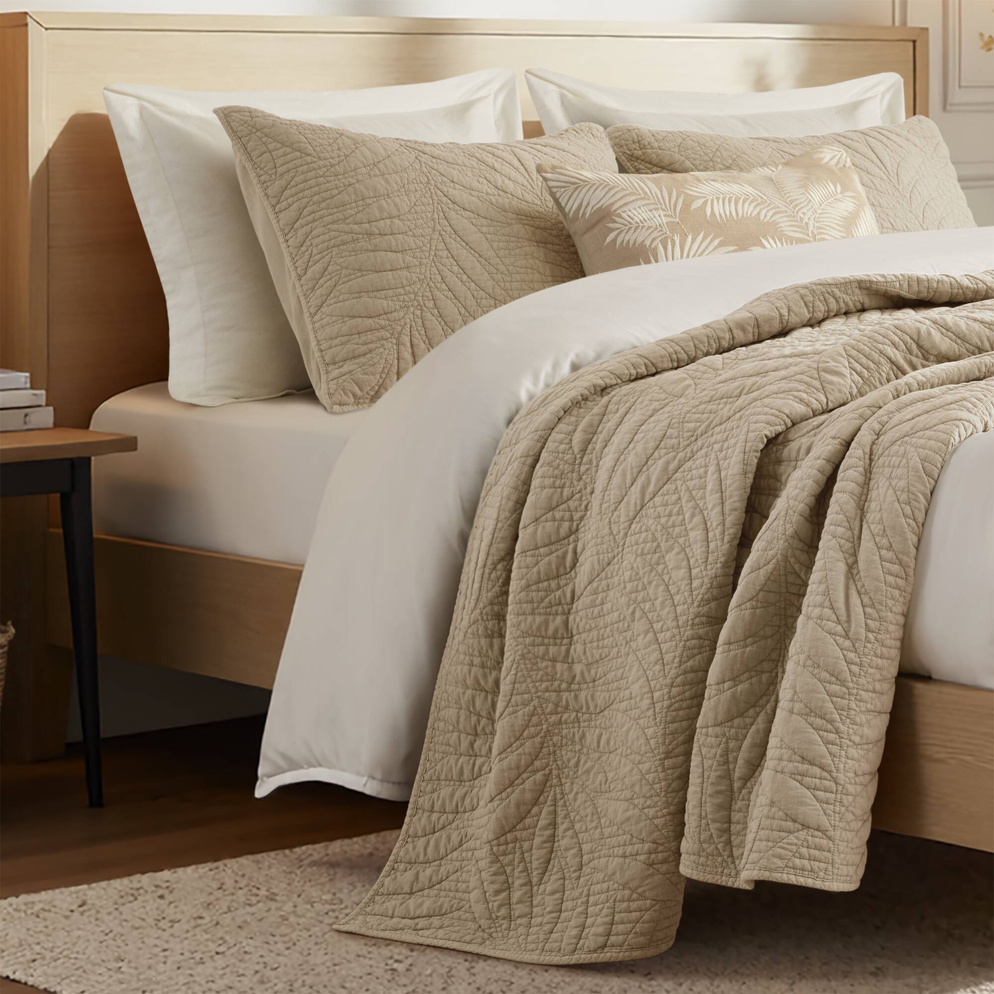 Botanical Leaves 3 Piece Cotton Quilt Set