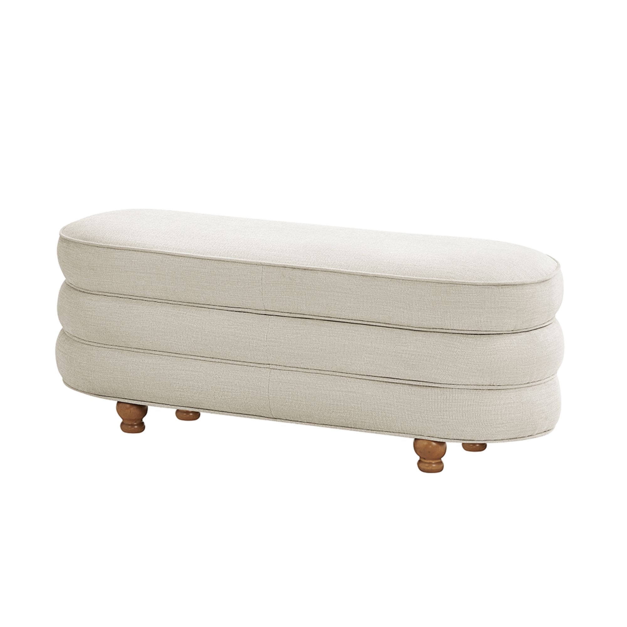 Kylan Oval Channel Storage Bench with Wooden Ball Feet