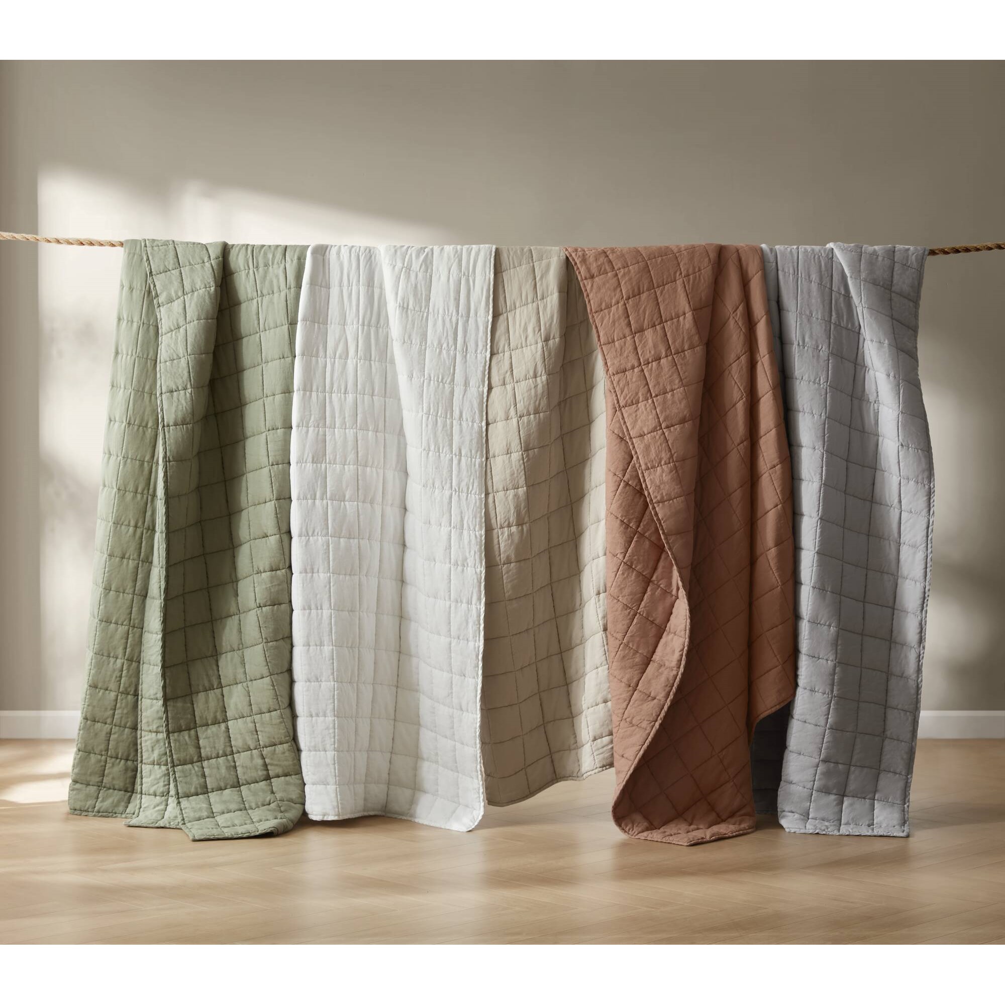 French Flax Linen Garment Washed Quilt Set