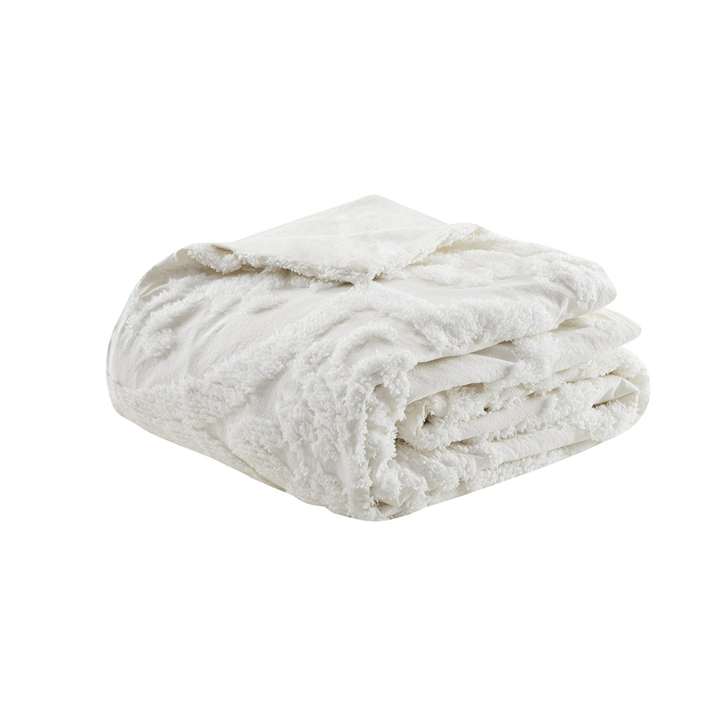Viola 3 Piece Tufted Cotton Chenille Damask Duvet Cover Set