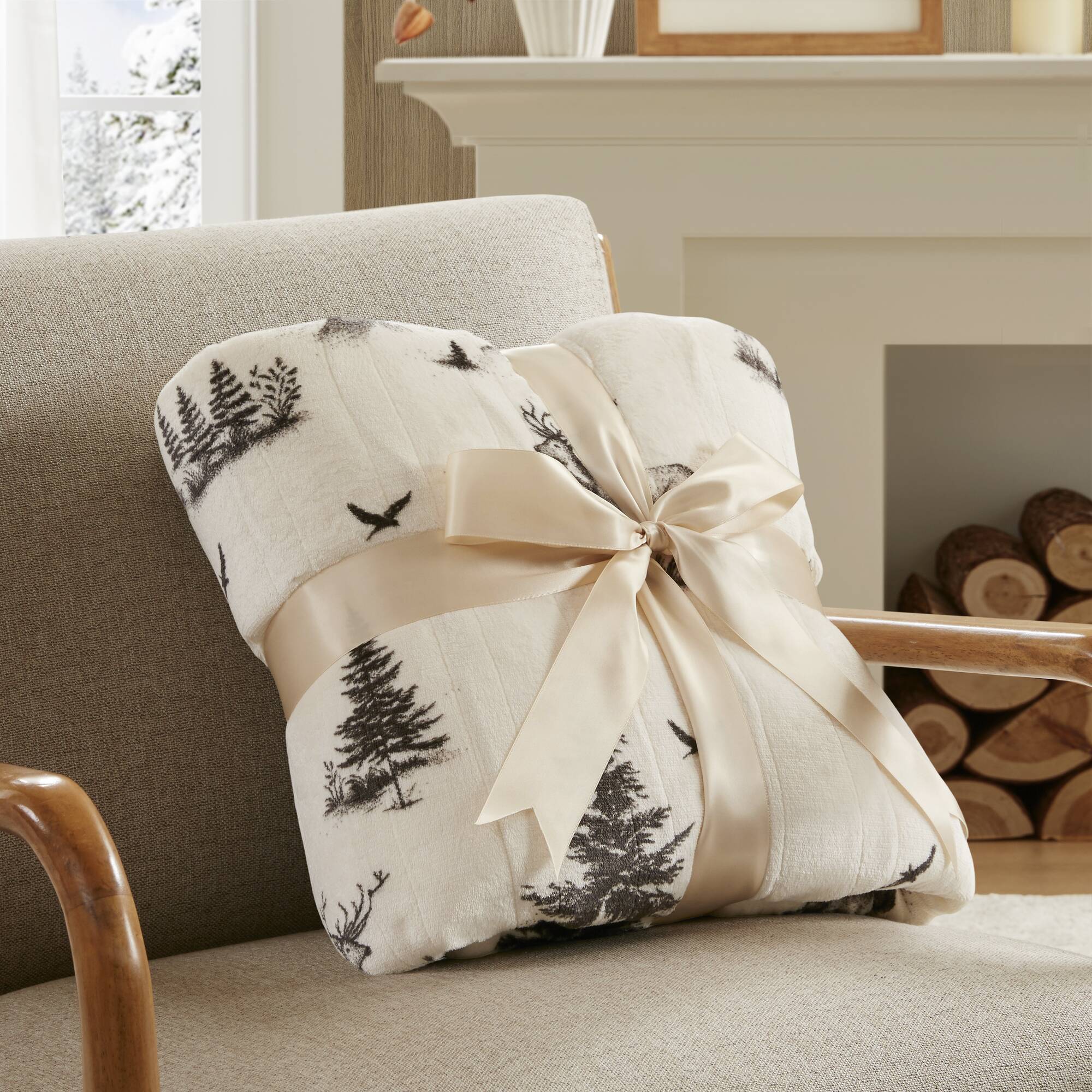 Print Plush to Sherpa Heated Throw