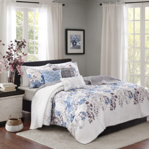 Luna 6 Piece Printed Quilt Set with Throw Pillows from Madison Park in  Blue. Luna 6 Piece Printed Quilt Set with Throw Pillows from Madison Park in  Blue. Luna 6 Piece Printed Quilt Set with Throw Pillows from Madison Park in  Blue. Luna 6 Piece Printed Quilt Set with Throw Pillows from Madison Park in  Blue. Luna 6 Piece Printed Quilt Set with Throw Pillows from Madison Park in  Blue.