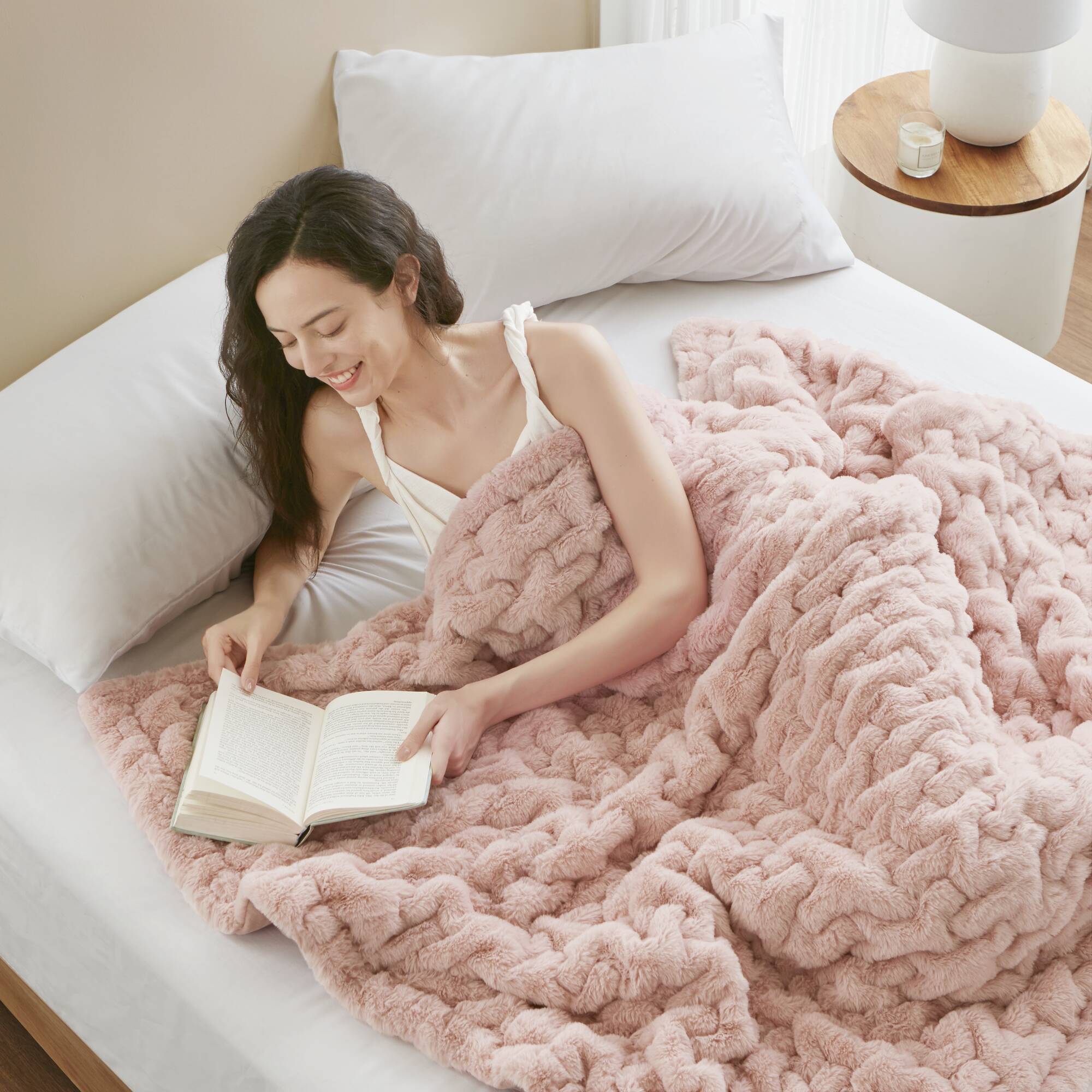 Ruched Fur Throw