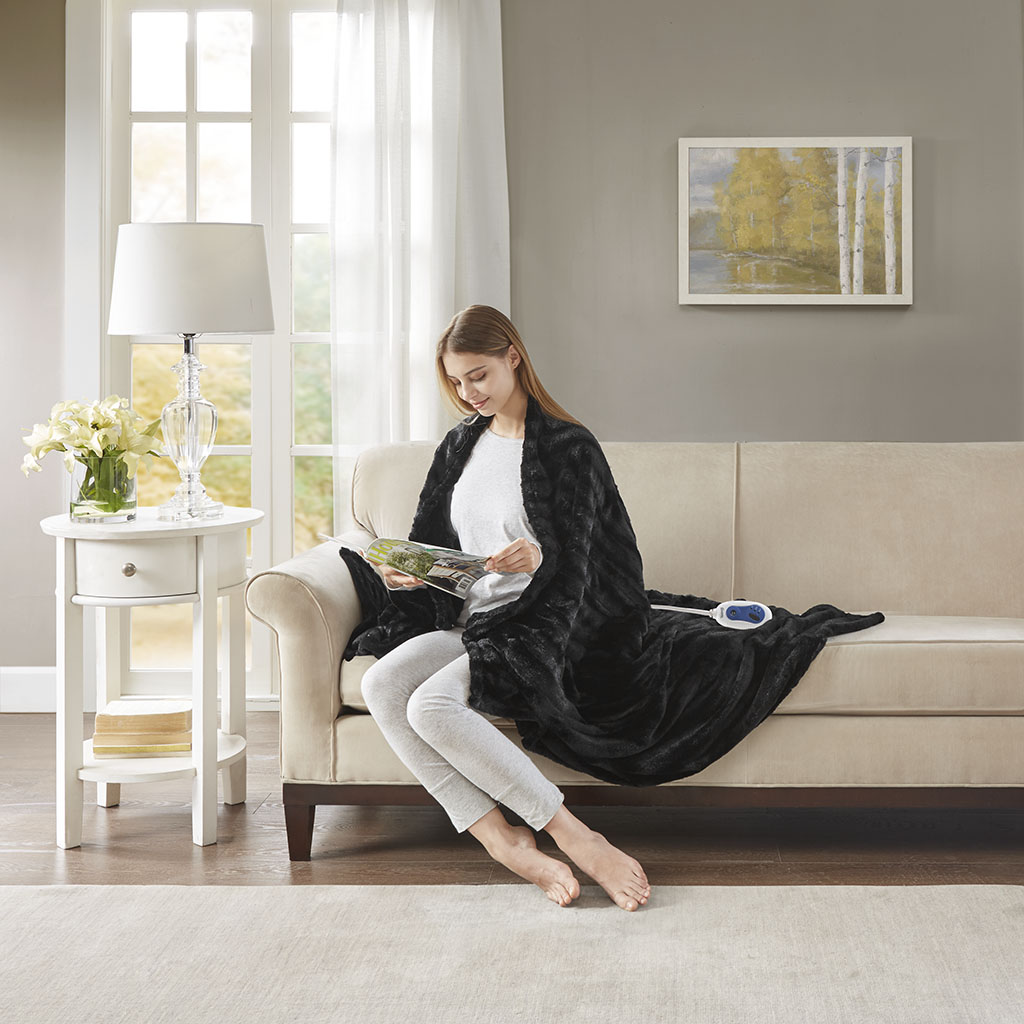 Heated Duke Faux Fur Heated Throw