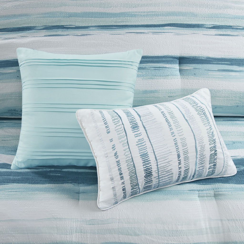 Marina 8 Piece Printed Seersucker Comforter and Quilt Set Collection
