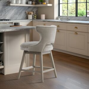 Emmett 360-degree swivel counter stool with nailheads from Madison Park in  Light Grey. Emmett 360-degree swivel counter stool with nailheads from Madison Park in  Light Grey. Emmett 360-degree swivel counter stool with nailheads from Madison Park in  Light Grey. Emmett 360-degree swivel counter stool with nailheads from Madison Park in  Light Grey. Emmett 360-degree swivel counter stool with nailheads from Madison Park in  Light Grey.