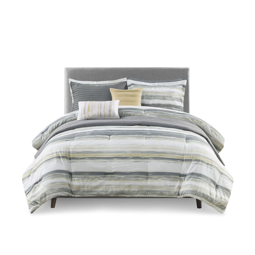 Marina 8 Piece Printed Seersucker Comforter and Quilt Set Collection