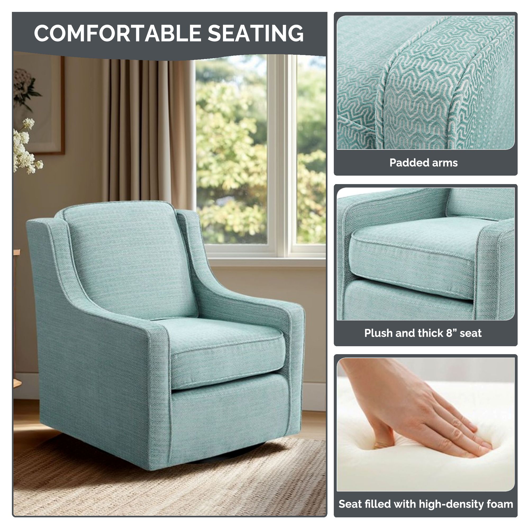 Harris Upholstered Swivel Armchair