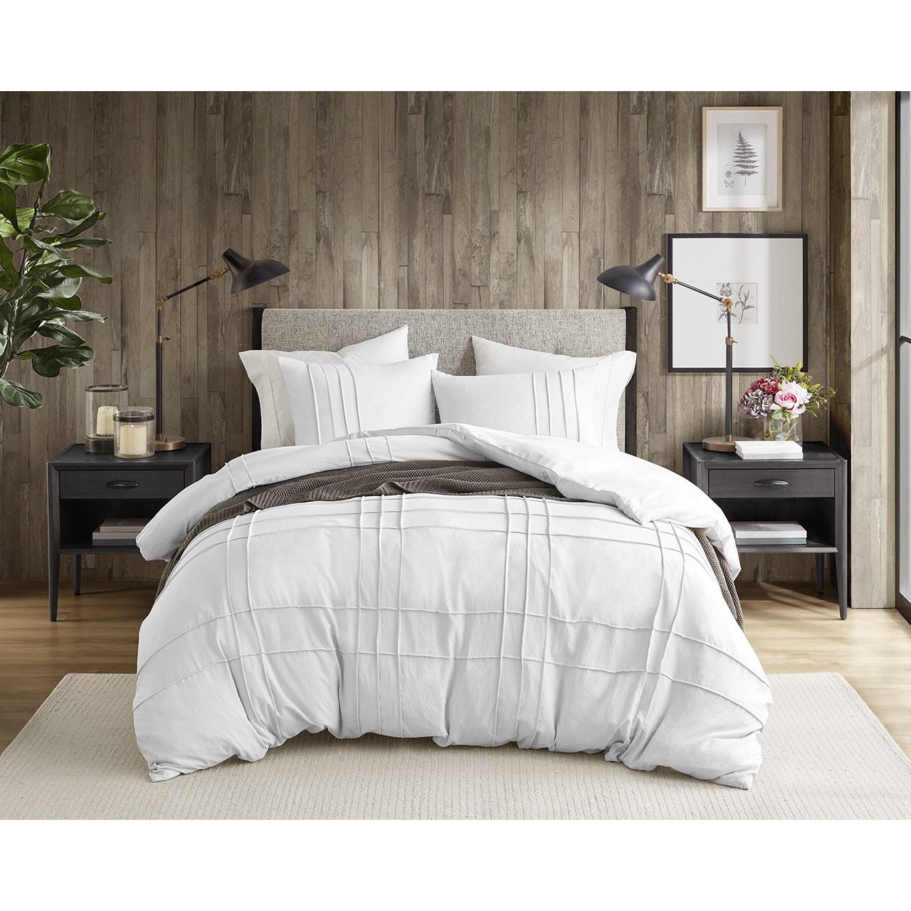 Walker Soft Washed Pleated Duvet Cover Set