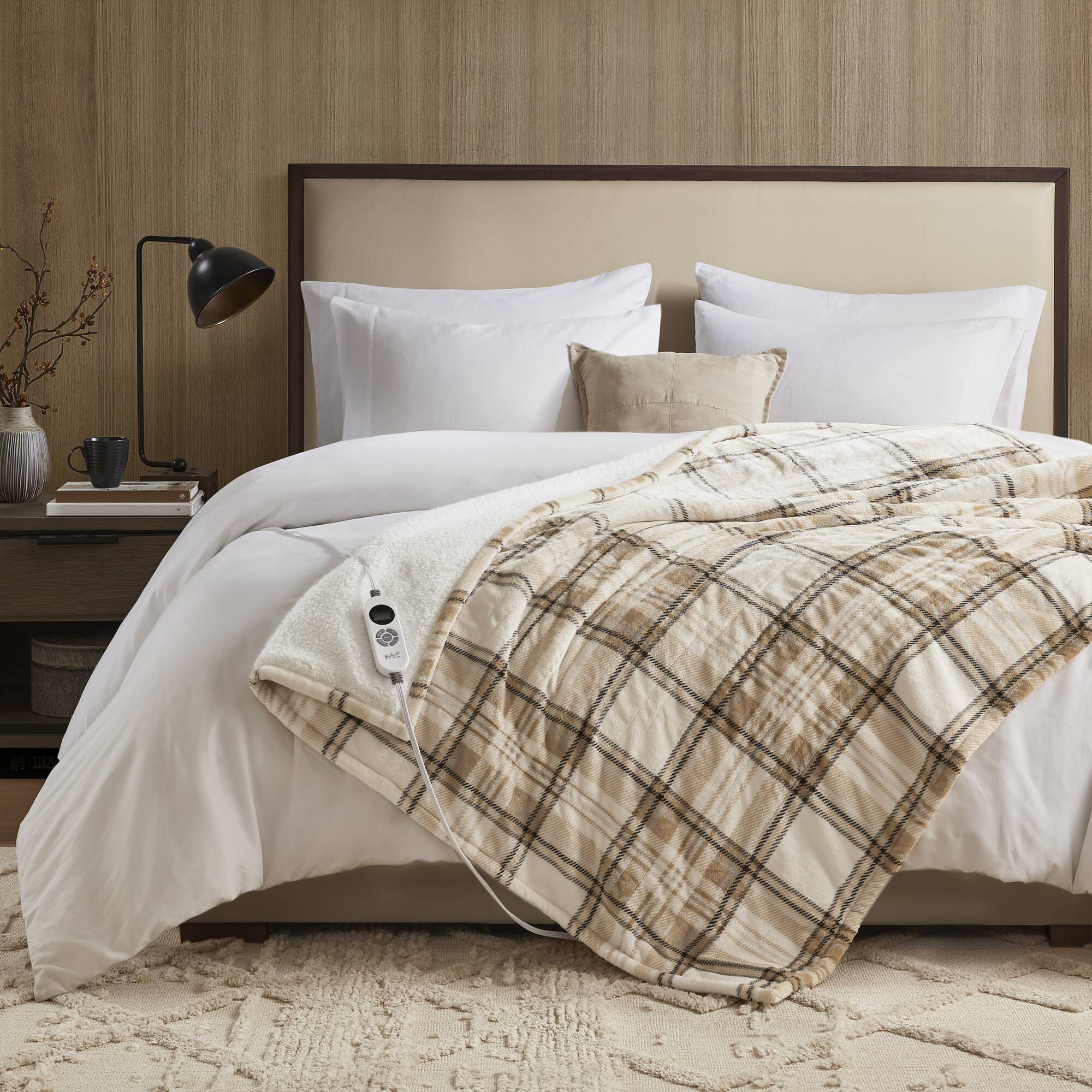 Print Plush to Sherpa Heated Throw