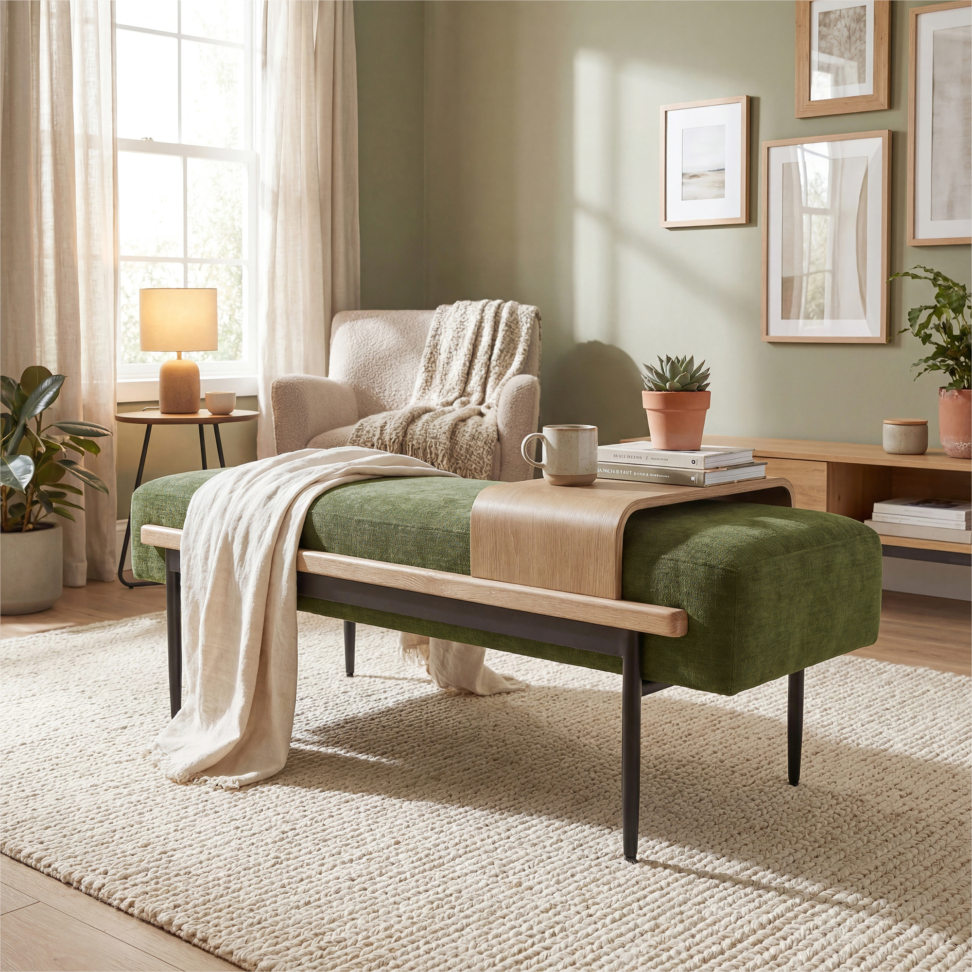 Perry Cocktail Ottoman with slide tray