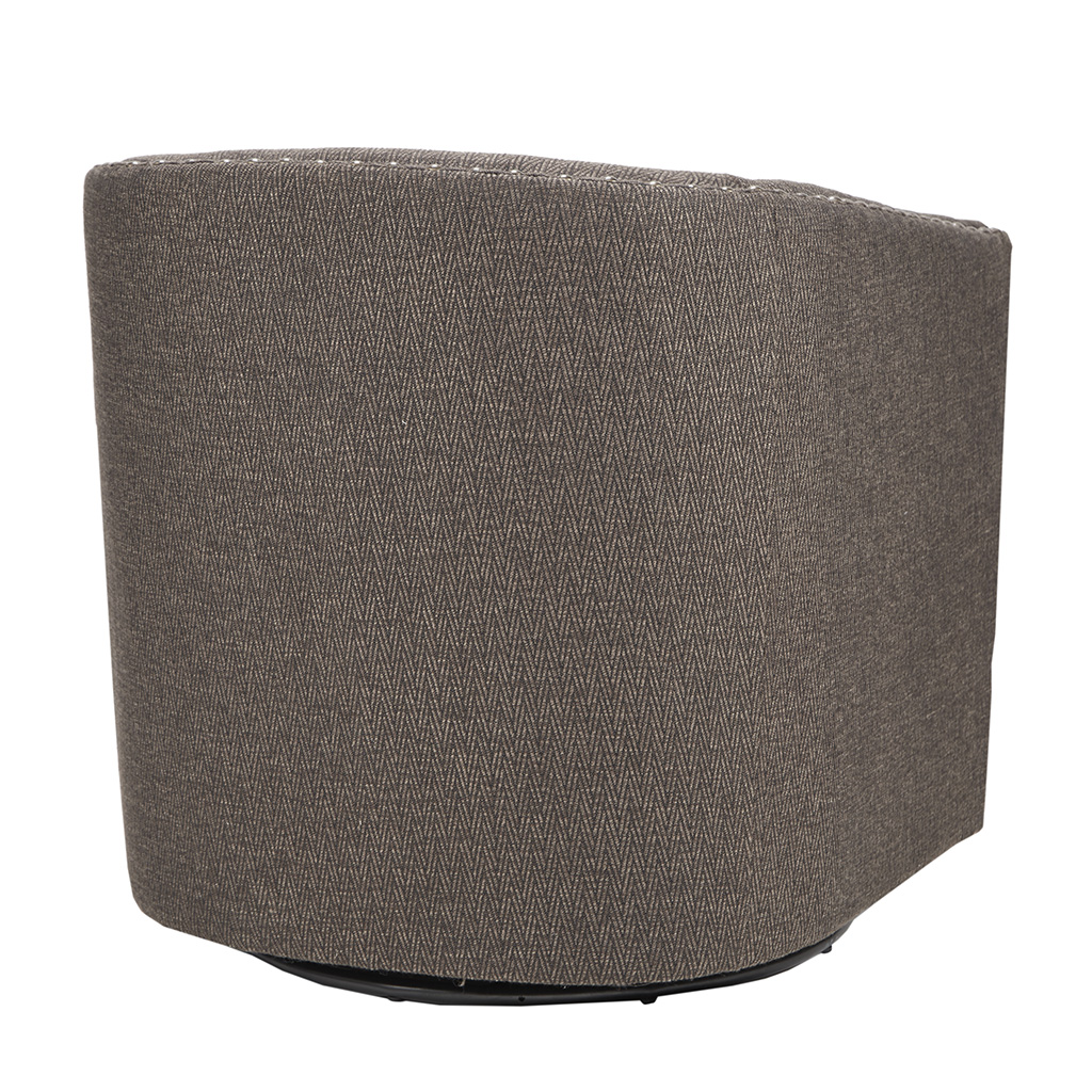 Tyler Upholstered Swivel Barrel Chair with Nailheads