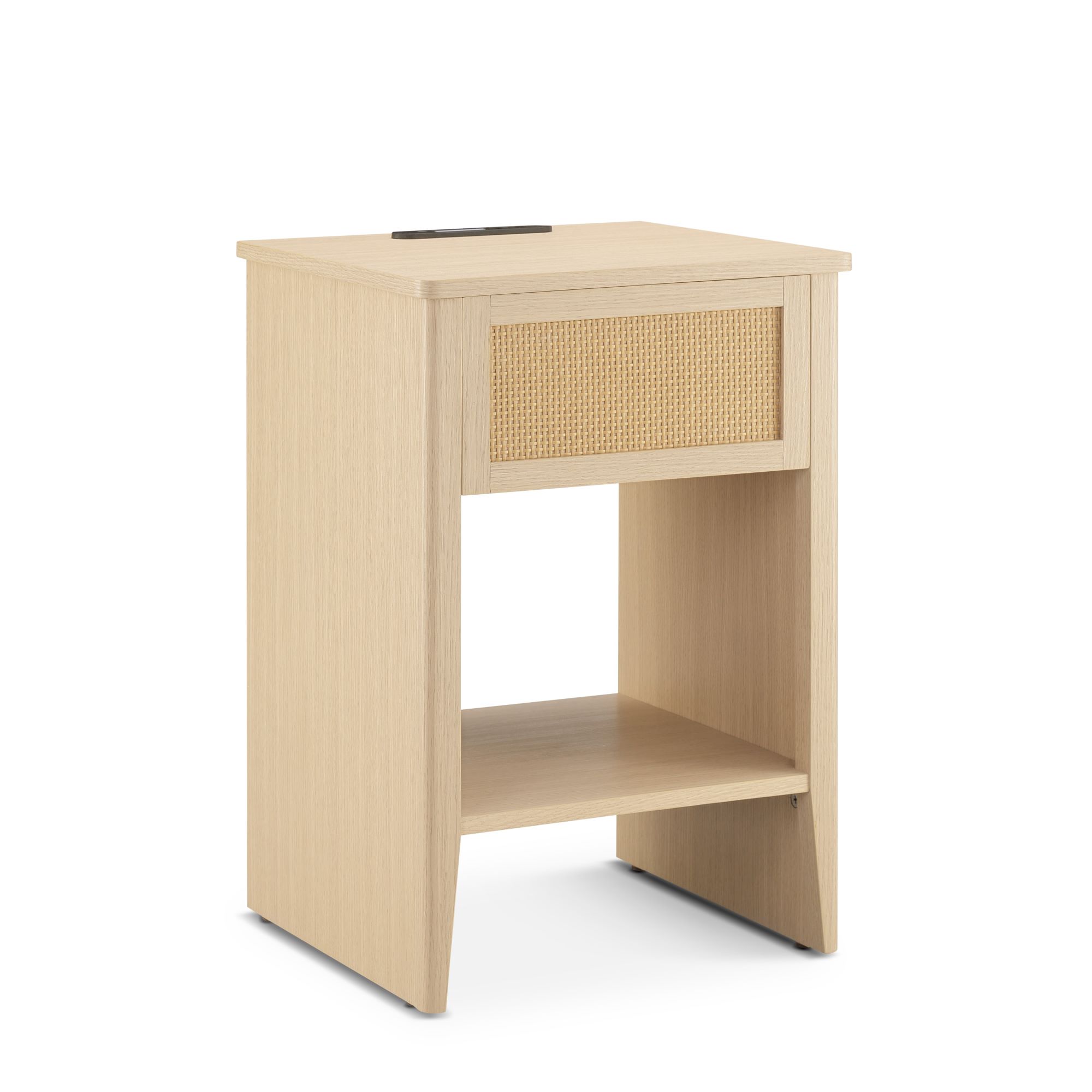 Lennox Rattan Accent Table with Built-in Charging Station & LED Light