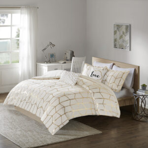 Raina Metallic Printed Comforter Set from Intelligent Design in  Ivory/Gold. Raina Metallic Printed Comforter Set from Intelligent Design in  Ivory/Gold. Raina Metallic Printed Comforter Set from Intelligent Design in  Ivory/Gold. Raina Metallic Printed Comforter Set from Intelligent Design in  Ivory/Gold. Raina Metallic Printed Comforter Set from Intelligent Design in  Ivory/Gold.