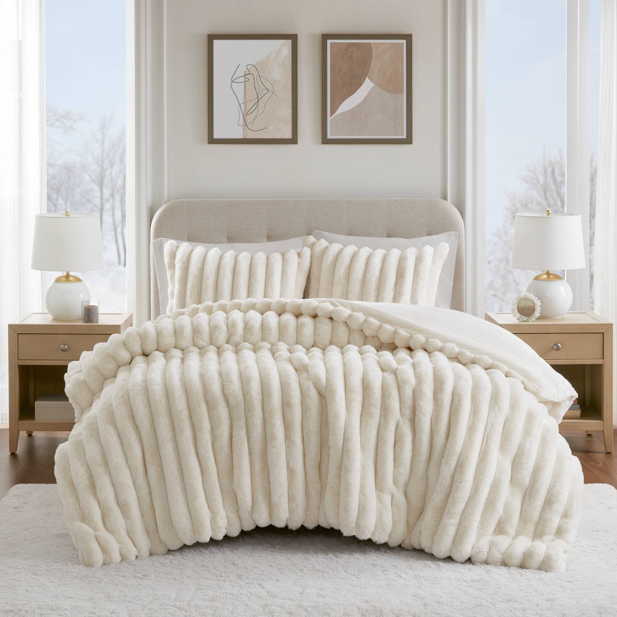 Jasmine 3 Piece Faux Fur Comforter Set