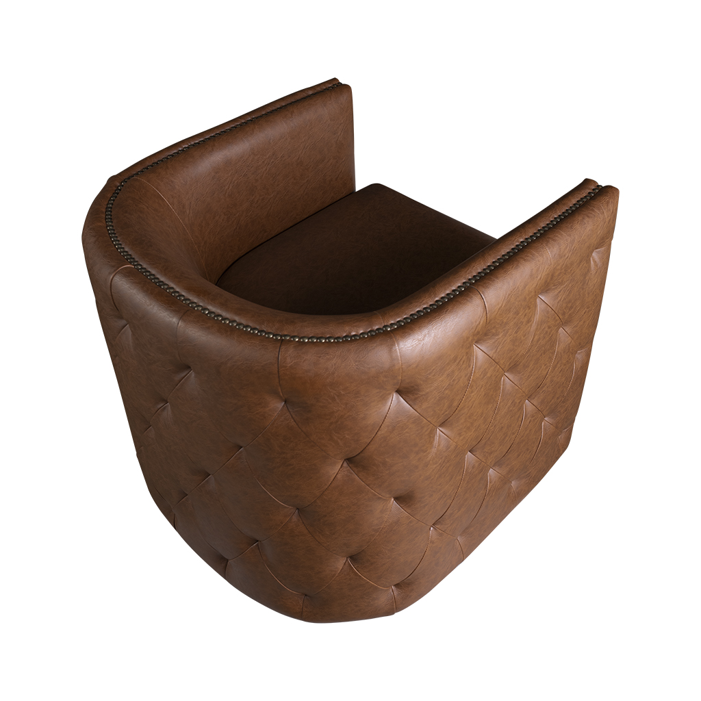 Capstone 360-degree Swivel Barrel chair with Tufting and Nail heads