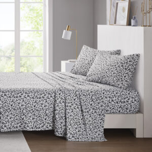Printed Microfiber Sheet Set from Intelligent Design in  Black Floral. Printed Microfiber Sheet Set from Intelligent Design in  Black Floral. Printed Microfiber Sheet Set from Intelligent Design in  Black Floral. Printed Microfiber Sheet Set from Intelligent Design in  Black Floral. Printed Microfiber Sheet Set from Intelligent Design in  Black Floral.