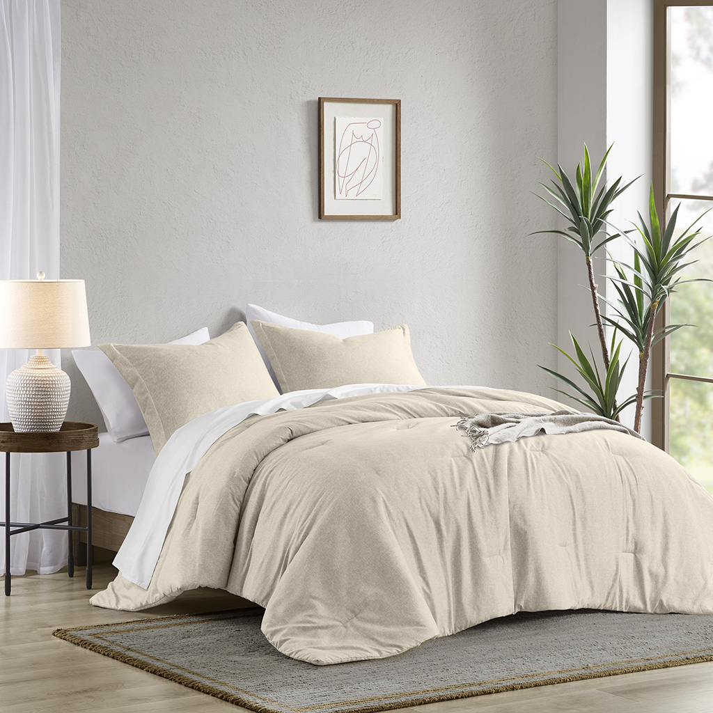 Camden Chambray Print Solid Comforter Set