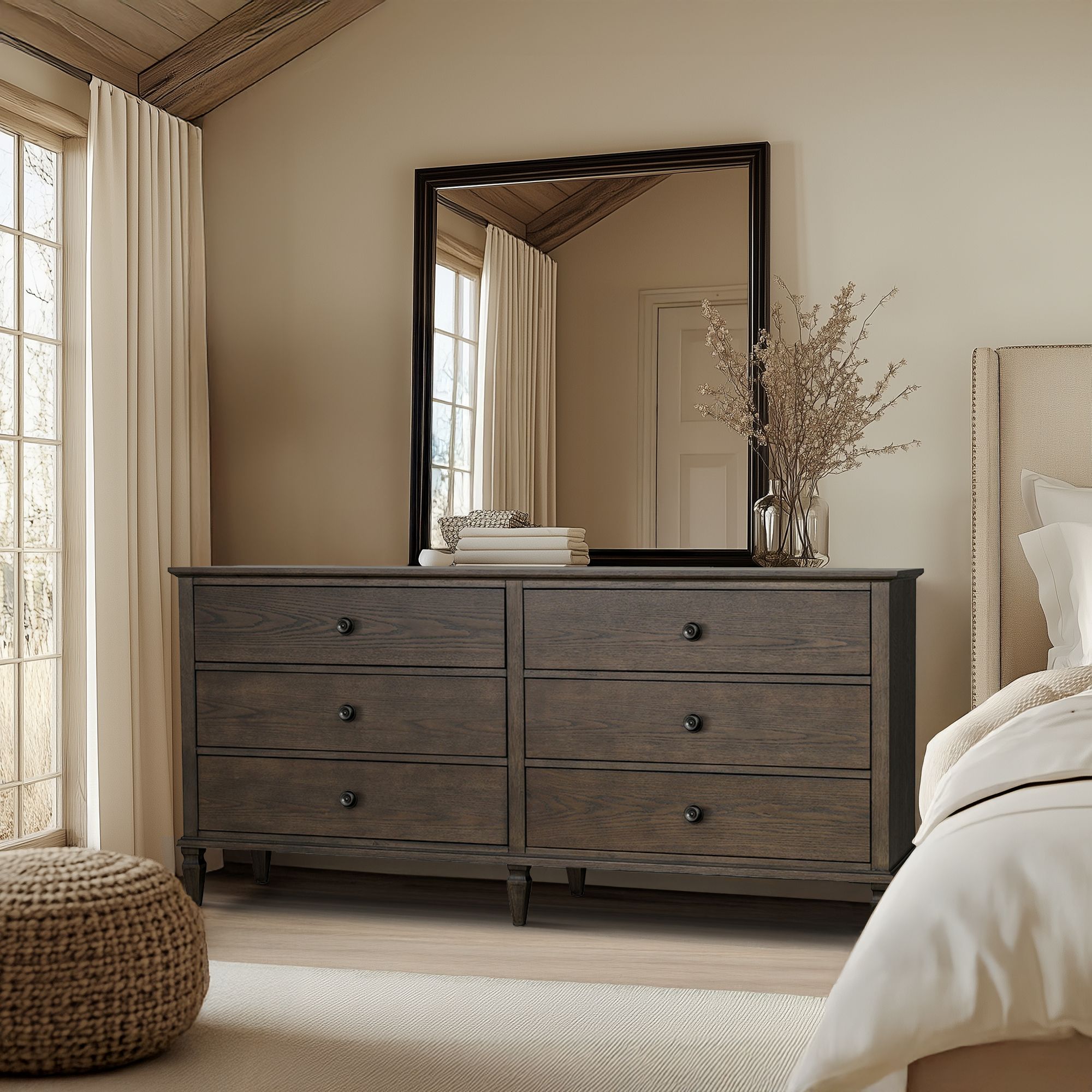 Victoria 6-drawer wood dresser (70″)