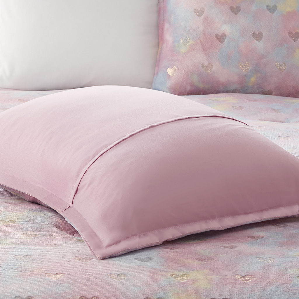 Rosalie Metallic Printed Plush Comforter Set with Throw Pillow