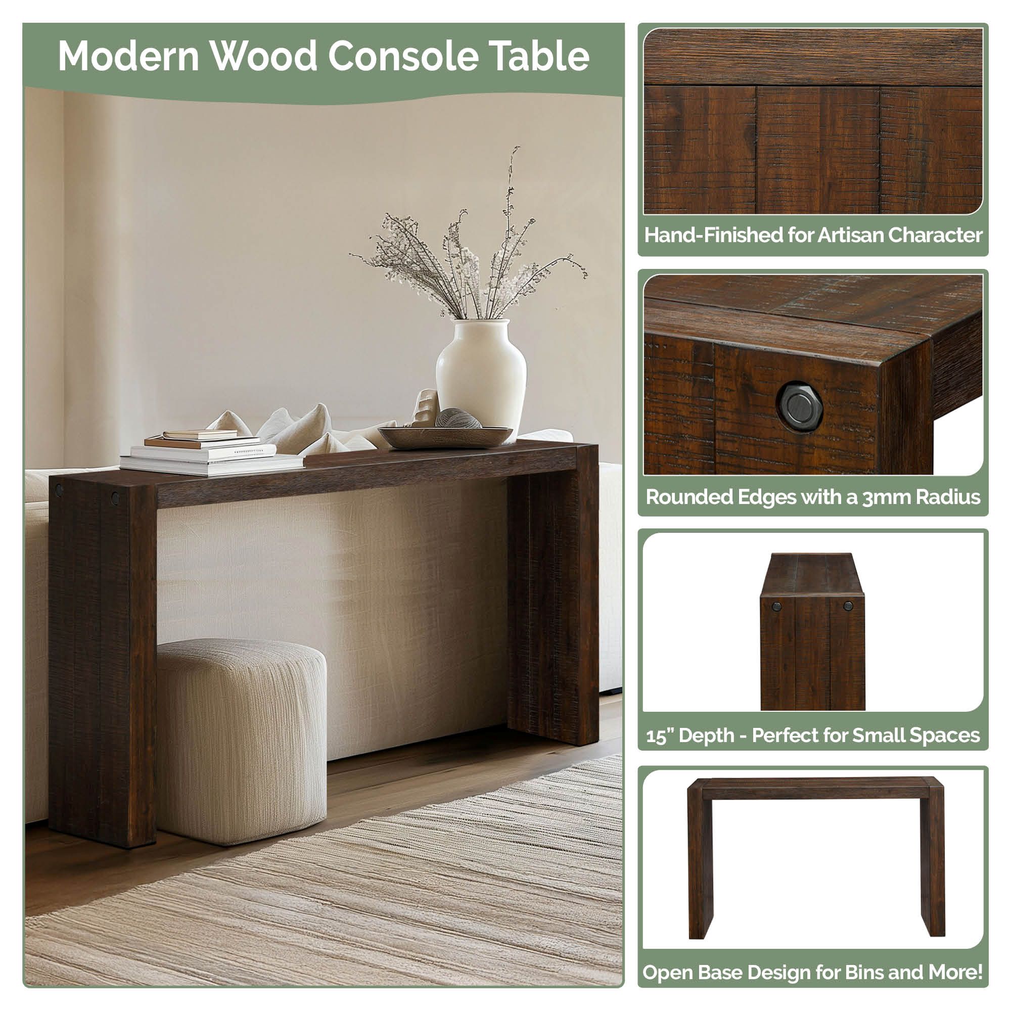 Monterey Counter-Height Wood Console Table (54″W)