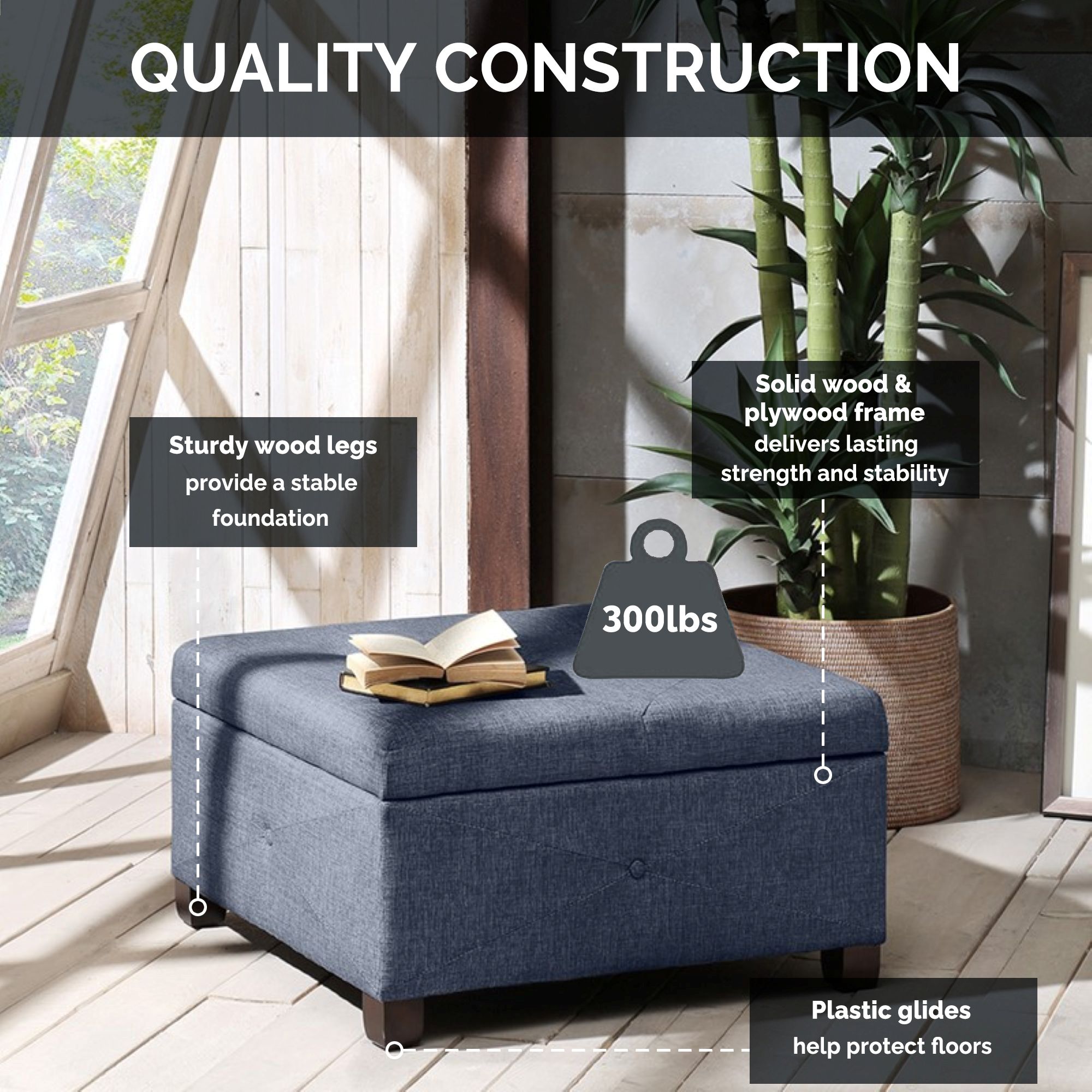 Della Upholstered Soft Close Ottoman