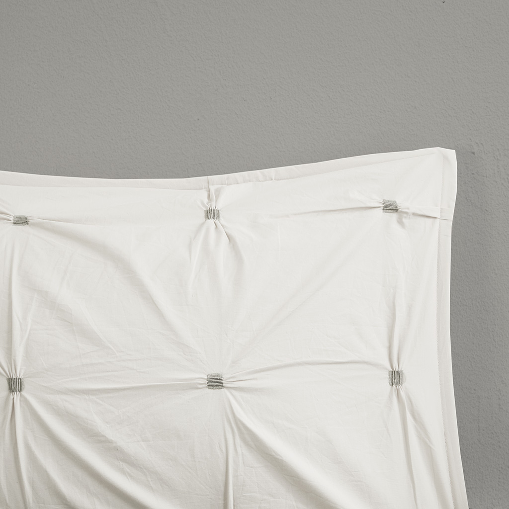 Masie 3 Piece Elastic Embroidered Cotton Duvet Cover Set