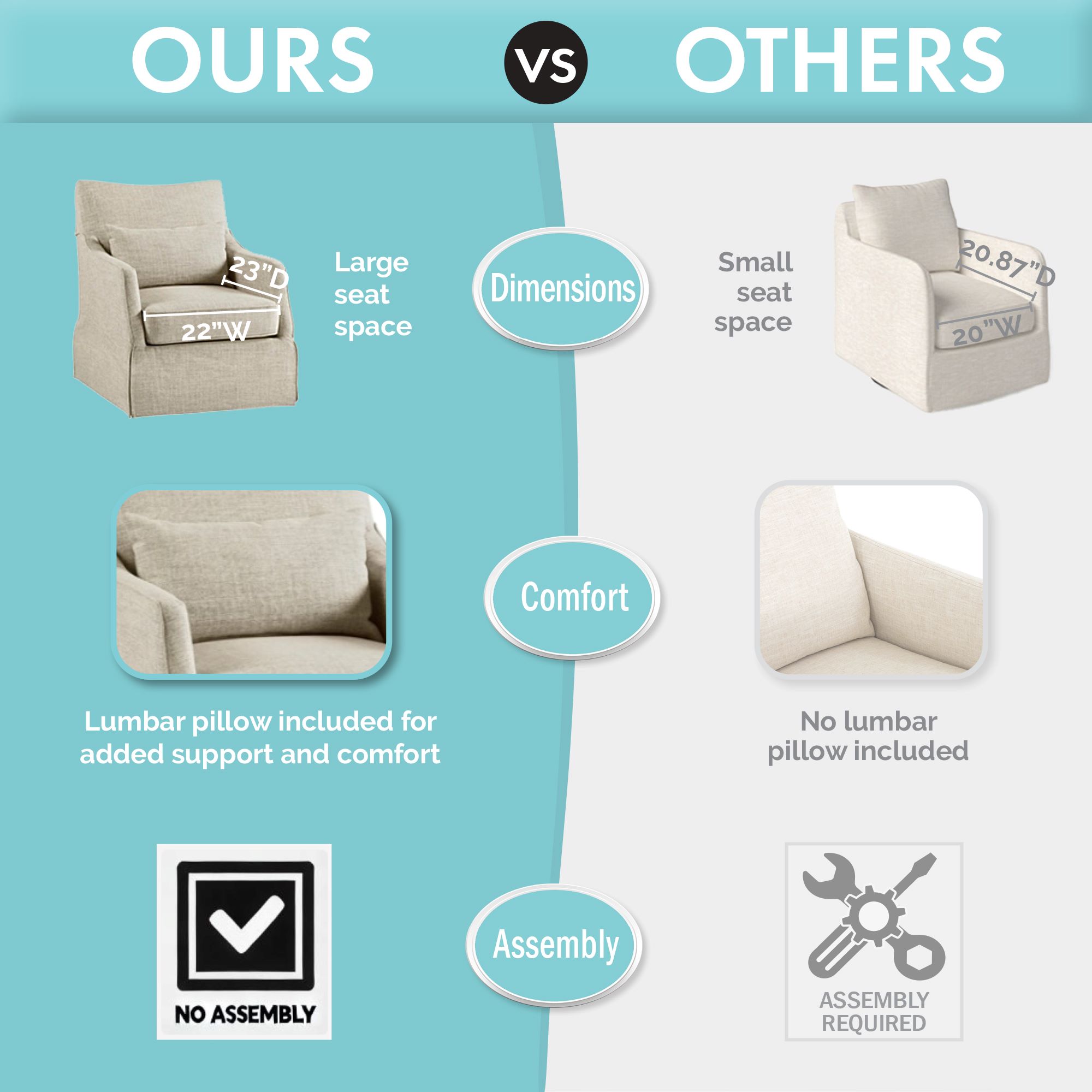 London Upholstered Skirted Swivel Armchair with Lumbar Pillow