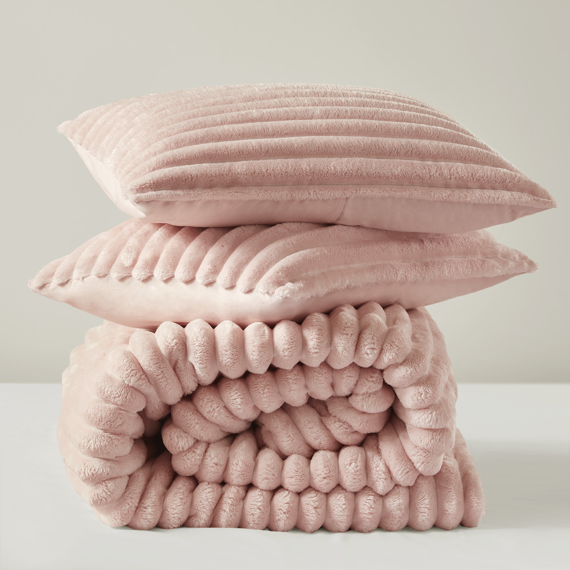 Avril Fluffy Ribbed Plush Comforter Set
