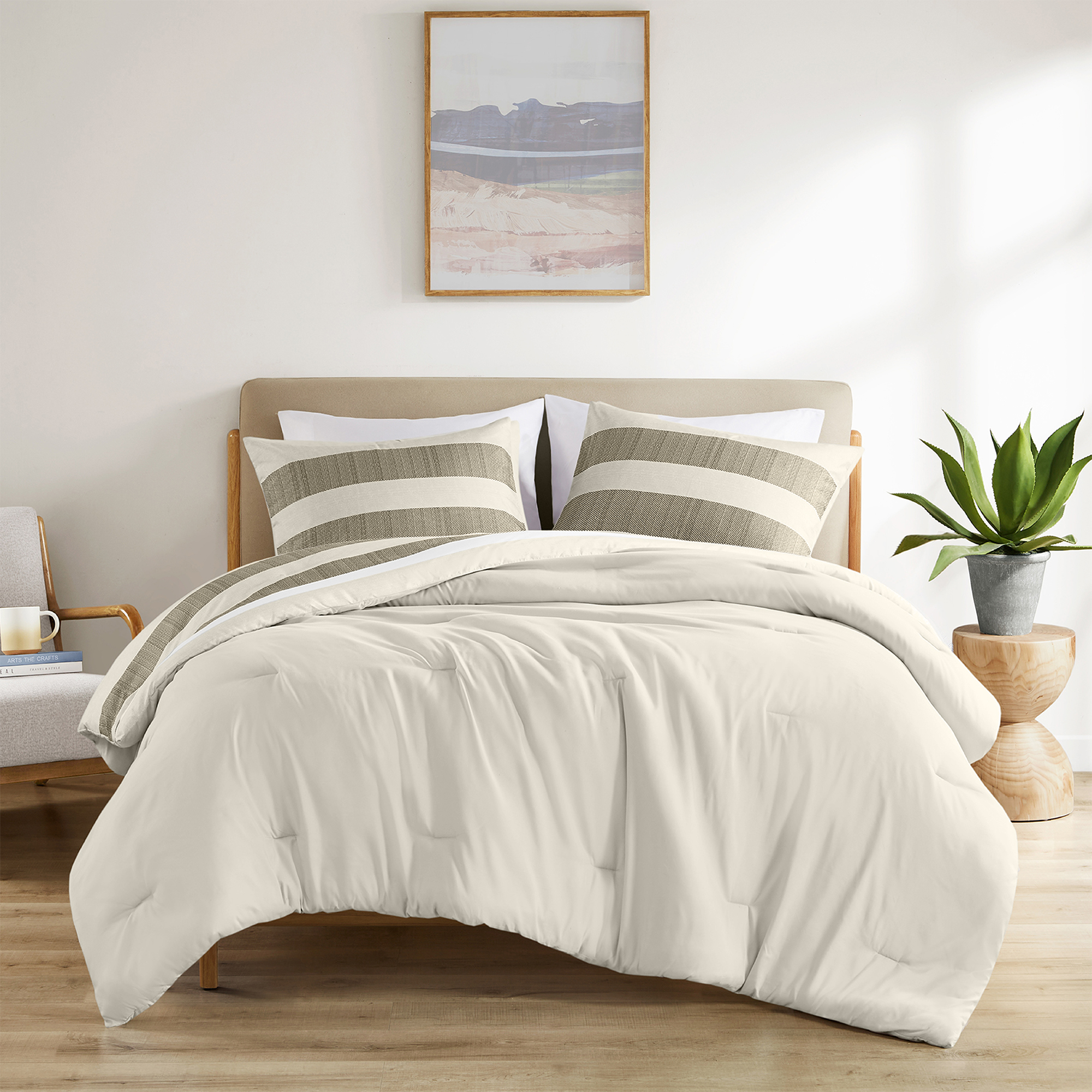 Blais Stripe Textured Print Comforter Set