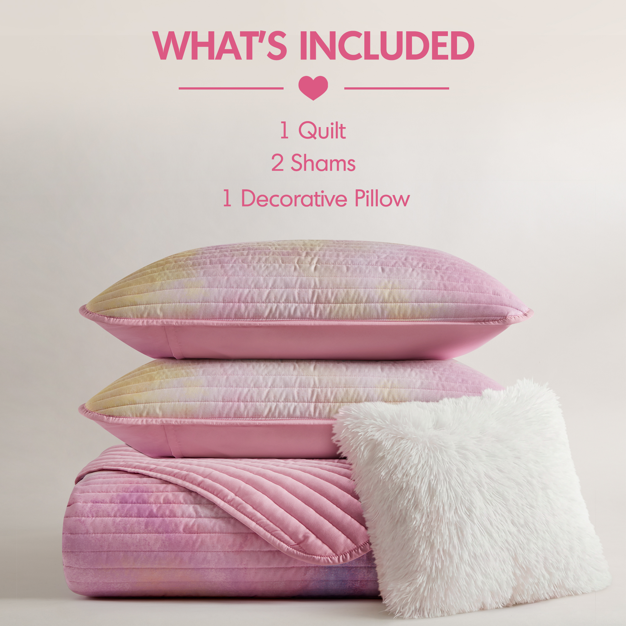 Cassiopeia Watercolor Tie Dye Printed Quilt Set with Throw Pillow
