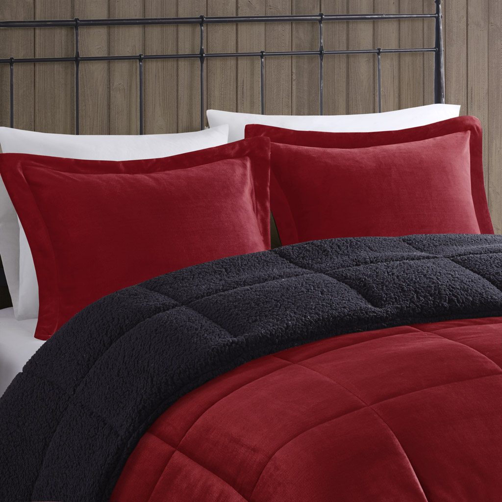 Alton Plush to Sherpa Down Alternative Comforter Set