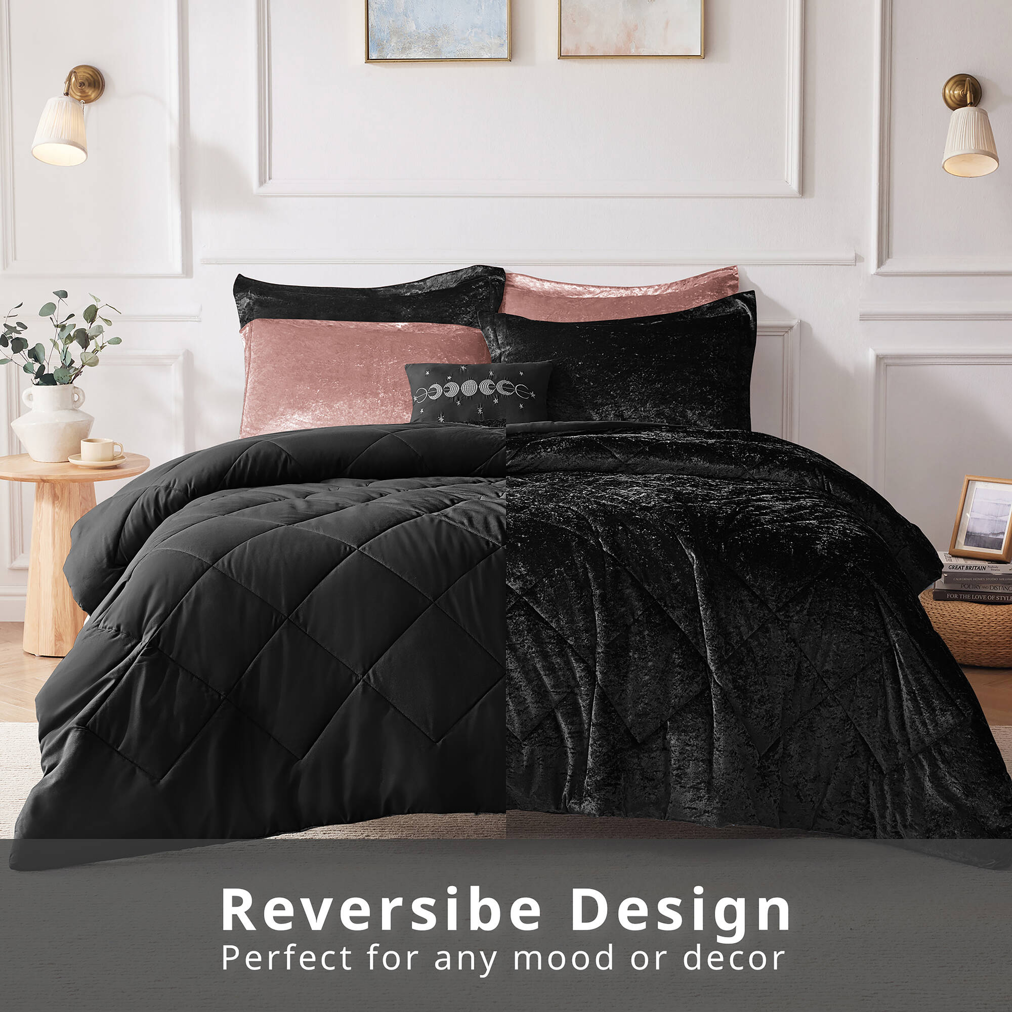 Felicia Velvet Comforter Set with Throw Pillow