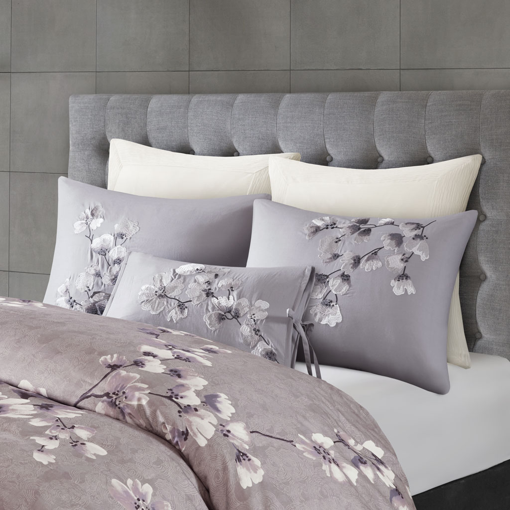 Sakura Blossom 3 Piece Cotton Sateen Printed Duvet Cover Set