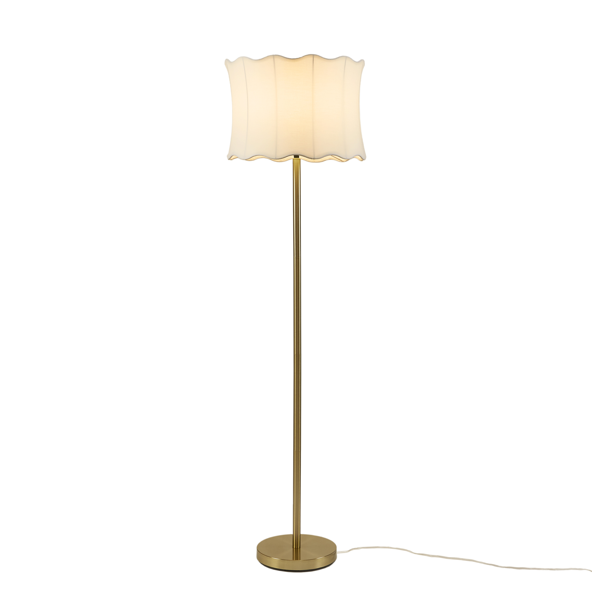 Vesta Dimmable Floor Lamp with Fabric Scalloped Shade