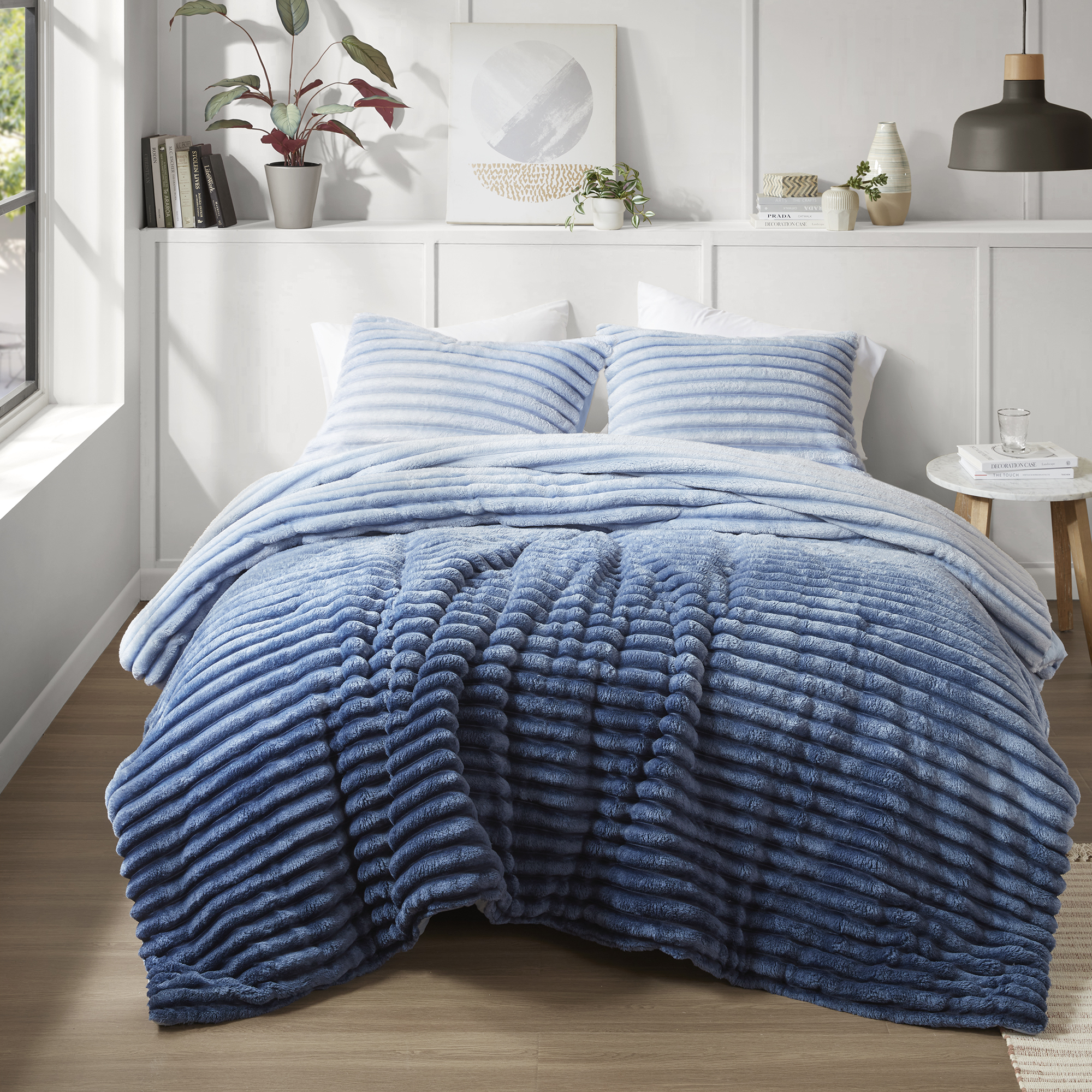 Avril Fluffy Ribbed Plush Comforter Set