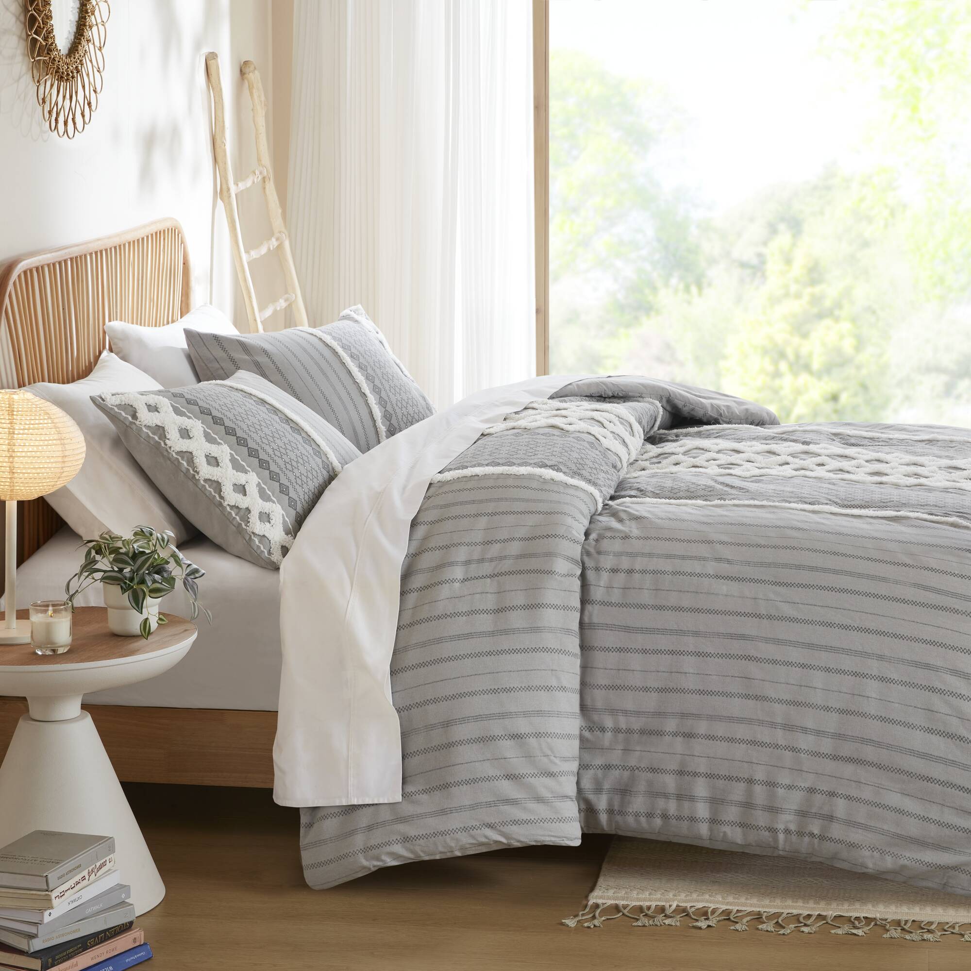 Imani Cotton Printed Duvet Cover Set with Chenille