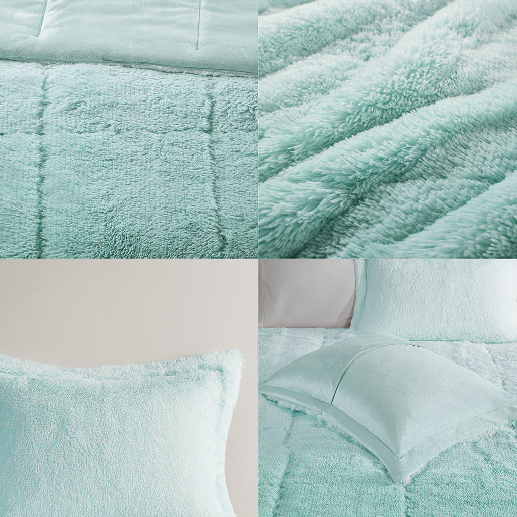 Brielle Ombre Shaggy Long Fur Comforter Mini Set