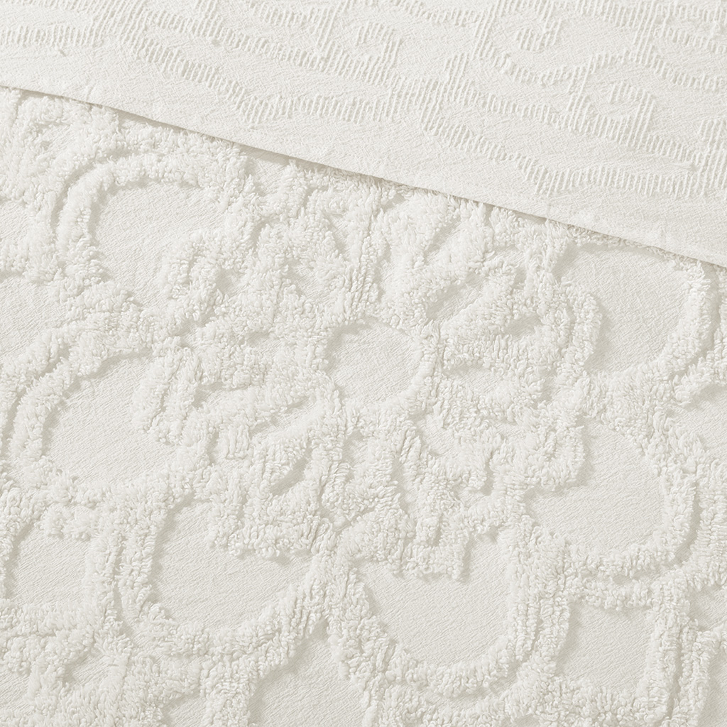 Laetitia Tufted Cotton Chenille Medallion Fringe Coverlet Mini Set